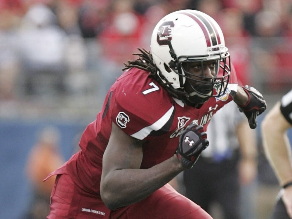 Sophomore defensive end Jadeveon Clowney is one of 13 starters for USC who graduated from a South Carolina high school.