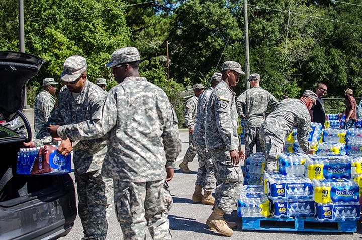 Outside of Lower Richland High School Red Cross shelter on October 6. 