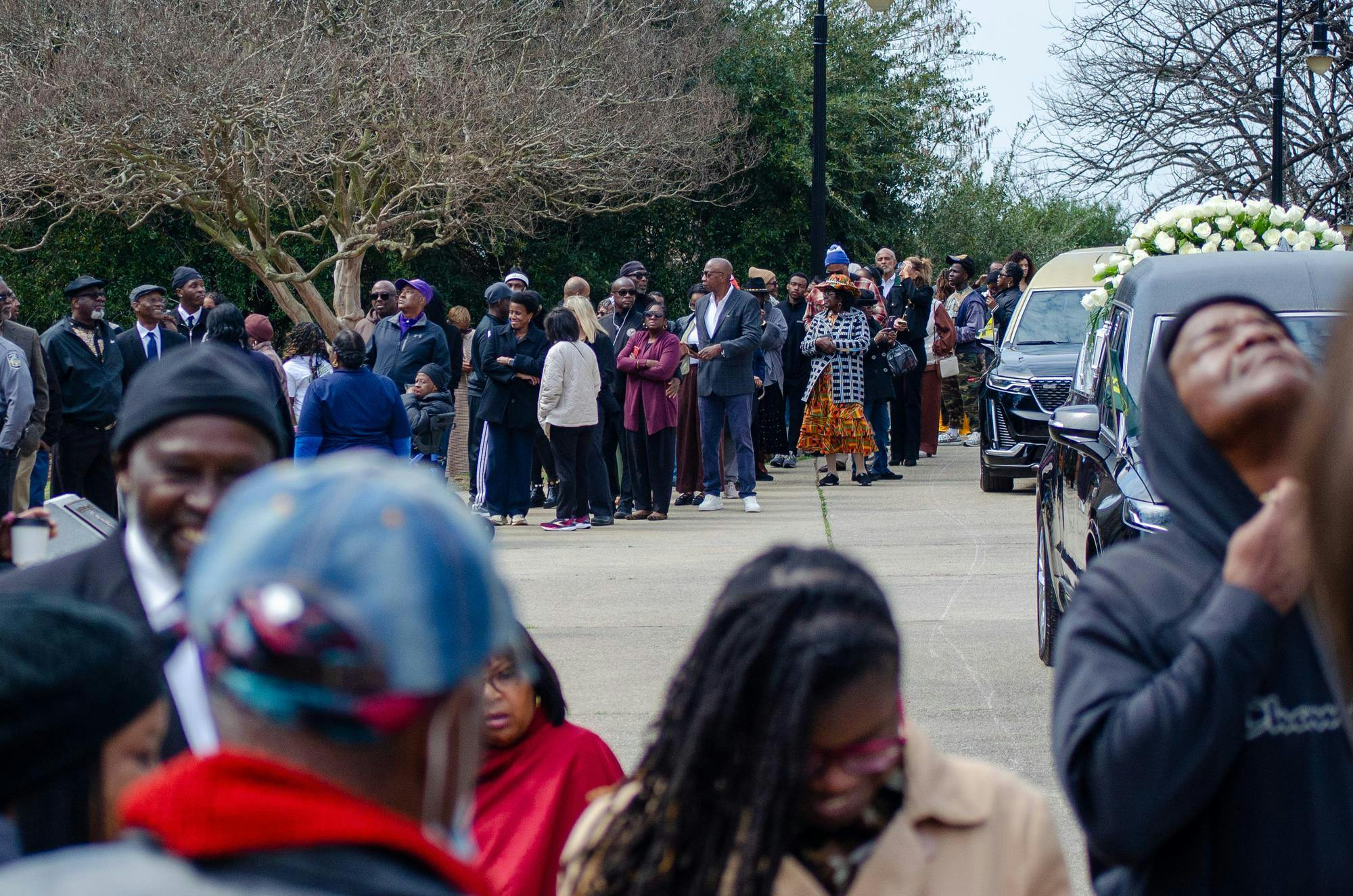Members of the public wait in line to visit the Rev. Jesse Jackson lying in state in the South Carolina State House on March 2, 2026. Hundreds of people gathered to wait for hours to pay their respects.