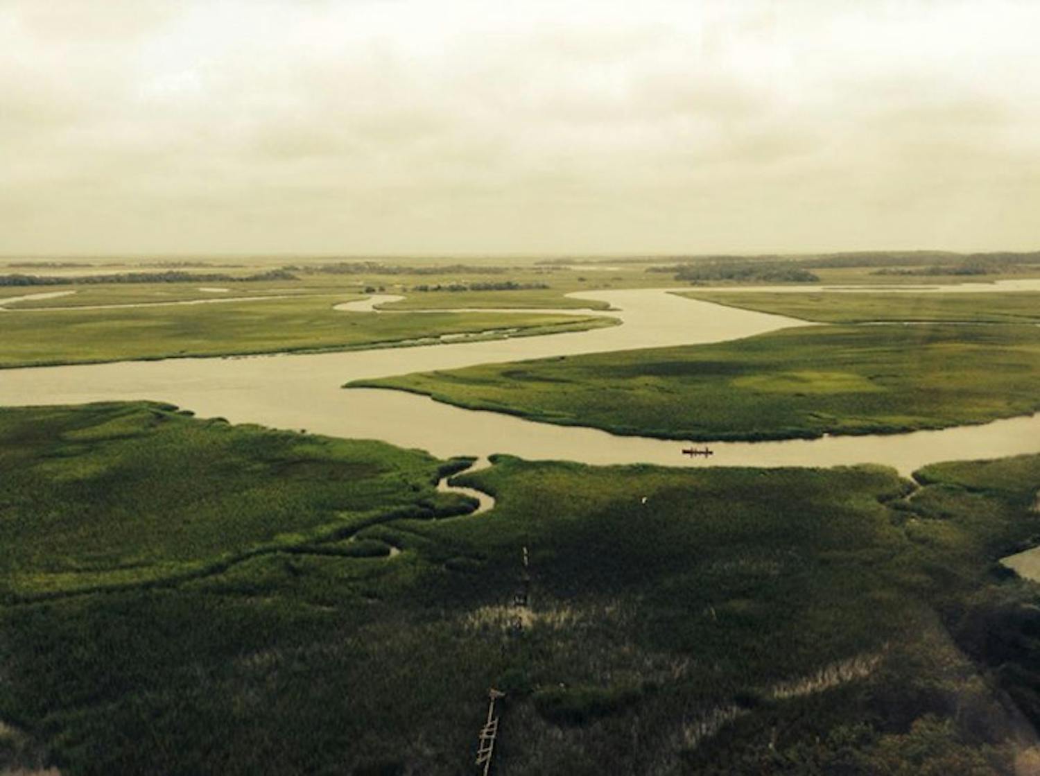 This is the view of the rivers and marshes of Bald Head Island in North Carolina.&nbsp;