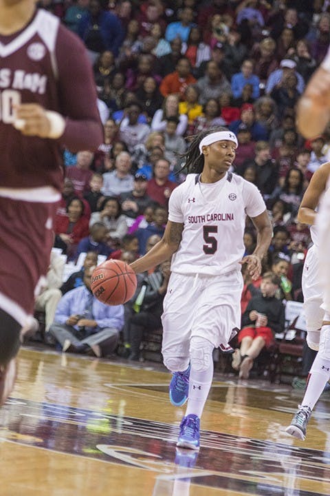 Guard Khadijah Sessions played a key role in South Carolina's victory over Alabama.