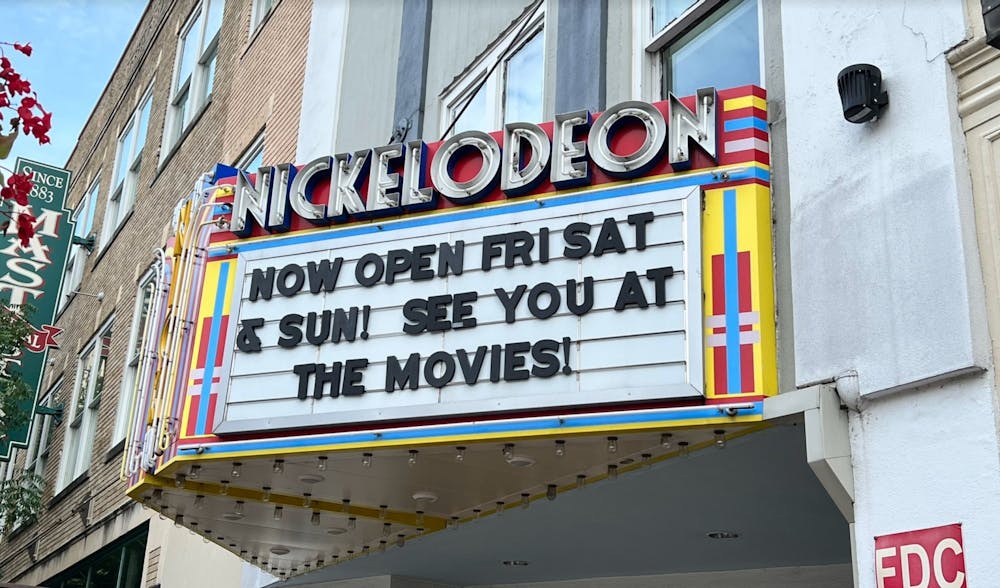 <p>A picture of The Nickelodeon theater's marquee on June 21, 2022. The theater opened its doors back to the public after closing early in the spring.</p>