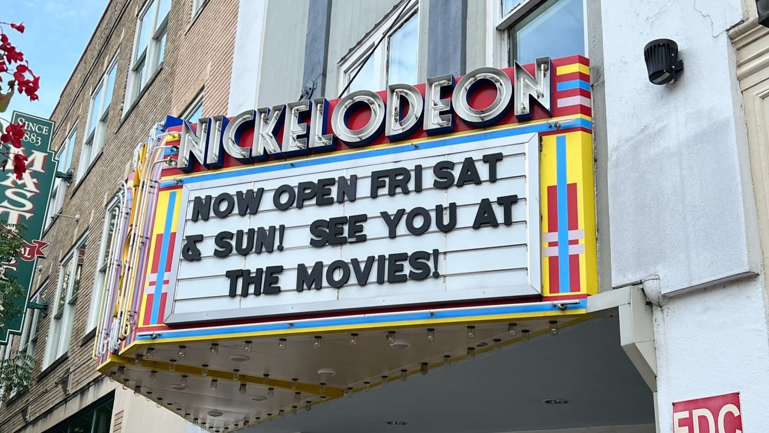A picture of The Nickelodeon theater's marquee on June 21, 2022. The theater opened its doors back to the public after closing early in the spring.