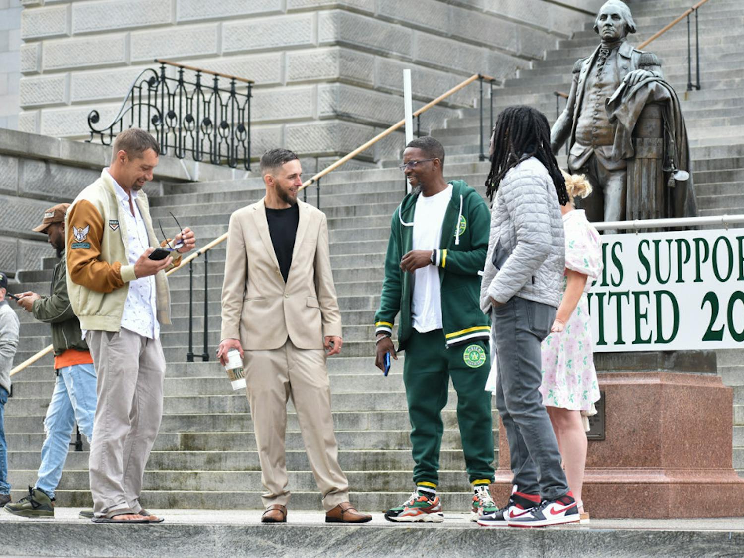 People came and went to show their support for the marijuana legalization movement during a protest on Feb. 17, 2023. Many talked amongst themselves about the mission of South Carolina NORML.