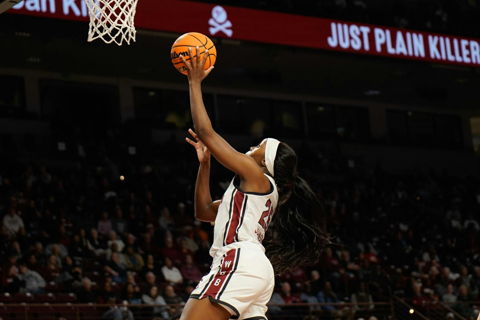 Senior guard Raven Johnson gets a fastbreak layup against Grand Canyon University at Colonial Life Arena on Nov. 3, 2025. Johnson was selected into the All SEC 2nd team in 2024.