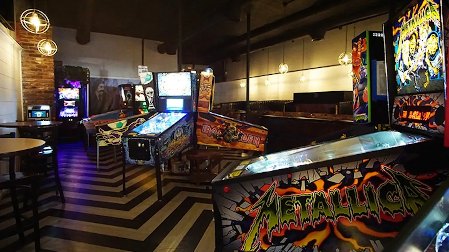 Pinball machines with pop culture themes fill Bang Back Pinball Lounge. The "barcade" also has an indoor food truck, where customers can order from a range of different cuisines. 
