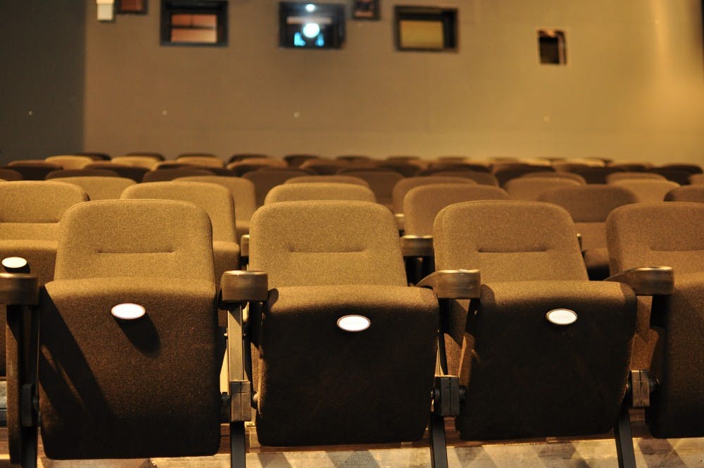 	<p>Row of seats at Columbia&#8217;s own Nickelodeon Theatre</p>