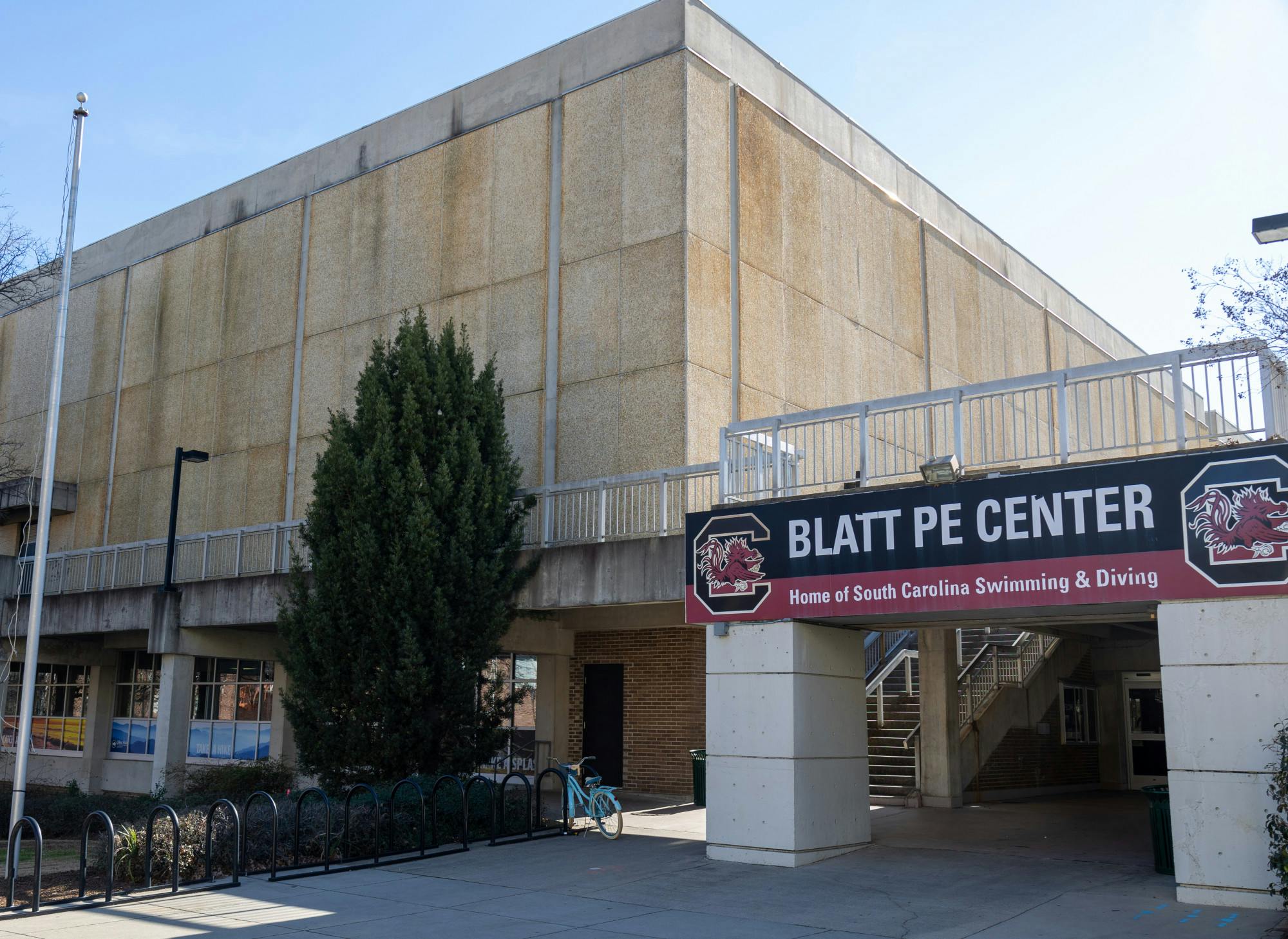 A photo of Blatt Physical Education Center on Jan. 16, 2023.  Blatt P.E. Center was named after Solomon “Sol” Blatt, South Carolina Speaker of the House who has the record for the longest filibuster in U.S. history against the Civil Right Act. Blatt was known to spend decades fighting against racial assimilation.   