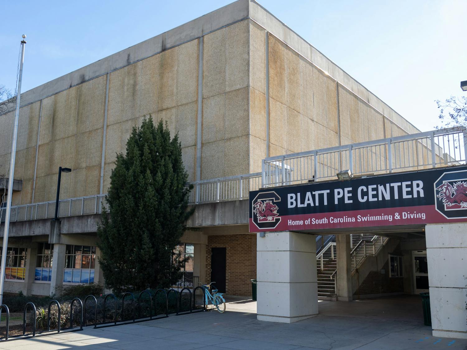 A photo of Blatt Physical Education Center on Jan. 16, 2023. Blatt P.E. Center was named after Solomon “Sol” Blatt, South Carolina Speaker of the House who has the record for the longest filibuster in U.S. history against the Civil Right Act. Blatt was known to spend decades fighting against racial assimilation.