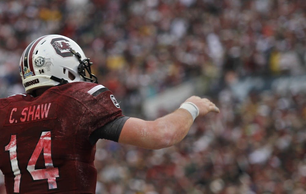 	<p>Senior quarterback Connor Shaw completed 22 of his 25 attempts for 312 yards and accounted for five total touchdowns in the Gamecocks&#8217;34-24 win over Wisconsin in the 2014 Capital One Bowl. </p>