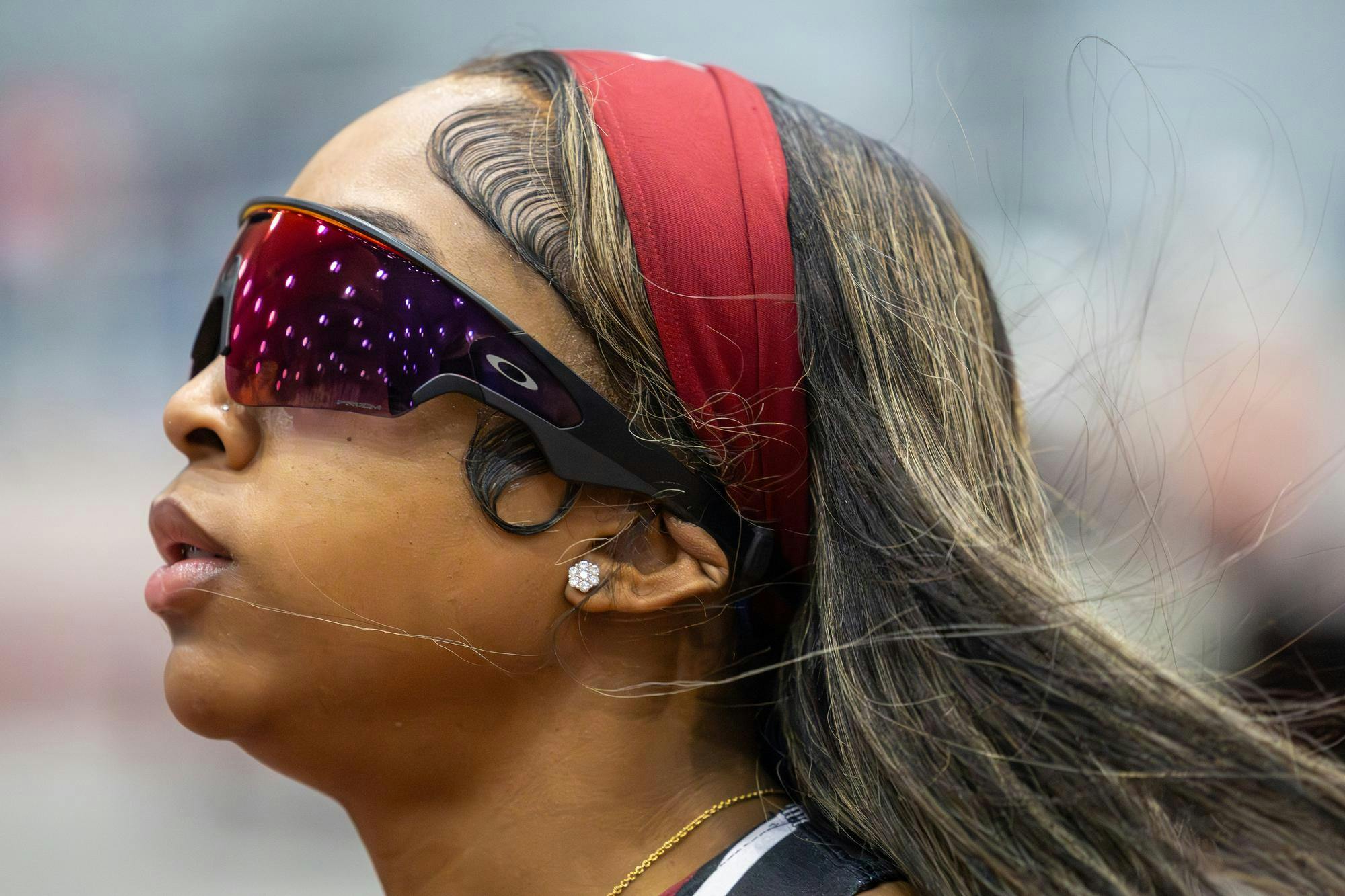 Freshman sprinter Kymora-Lee Williams prepares for the 60m sprint at the Carolina Classic track and field meet on Feb. 6, 2026. Williams finished with a time of 7.56 seconds.