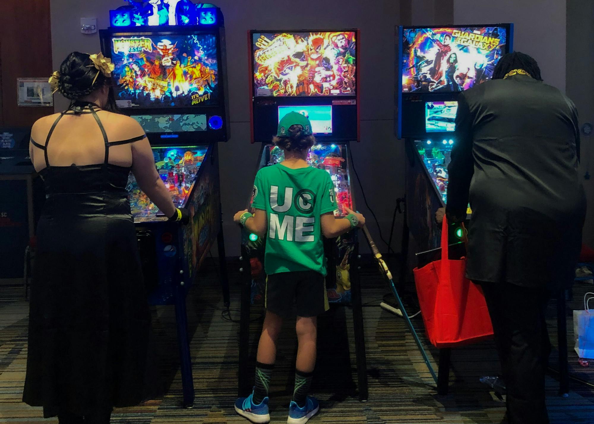 Soda City Comic Con attendees play pinball games during the event hosted in the Columbia Metropolitan Convention Center on Saturday afternoon, August 20th 2022.