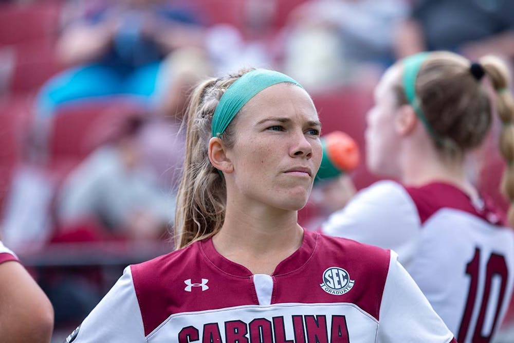 <p>Fifth-year midfielder Claire Griffiths during pregame on Oct. 9, 2022. The Gamecocks defeated the Kentucky Wildcats 1-0.&nbsp;</p>