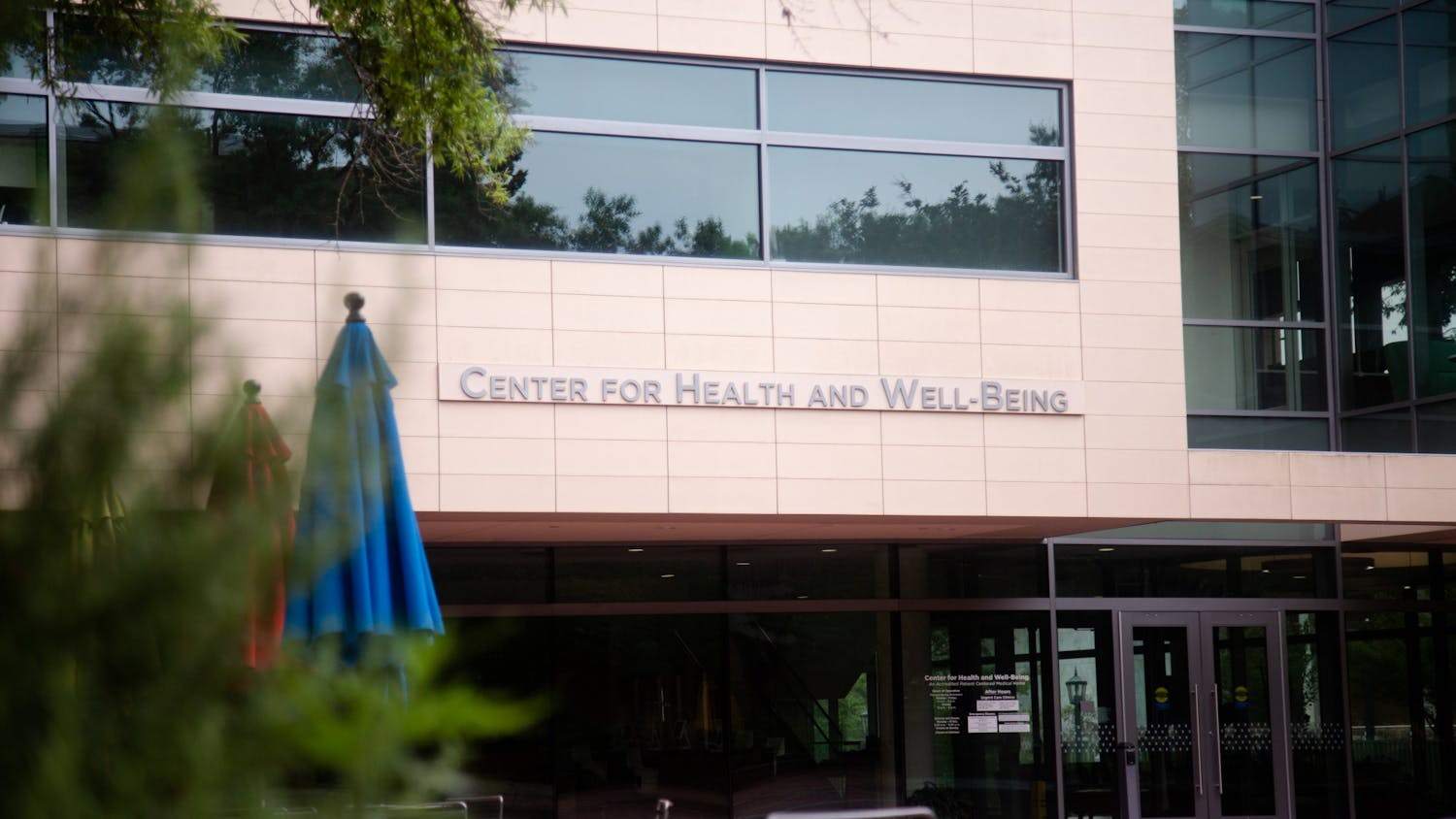 A picture of the Center for Health and Well-Being on June 14, 2022. The building houses University Health Services and supports students' medical needs. 