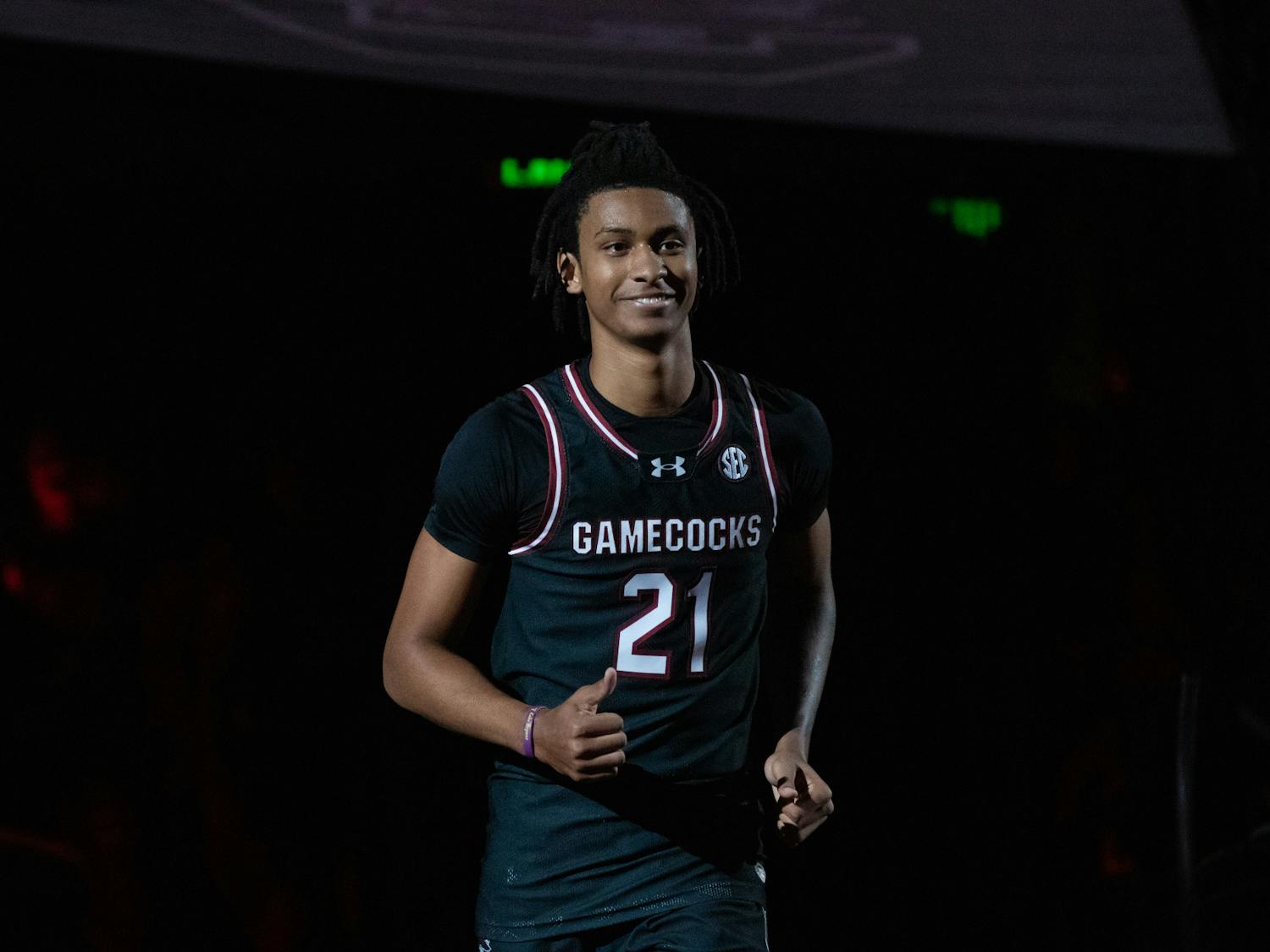 Freshman guard Arden Conyers and the Gamecock men's basketball team during open practice at Colonial Life Arena on Oct. 25, 2023. Conyers was the No. 3 player in South Carolina for the class of 2023.