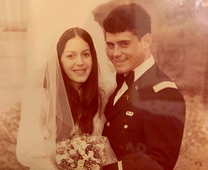 University of South Carolina President Bob Caslen and First Lady Shelly Caslen pose on their wedding day. They married on April 16, 1977.