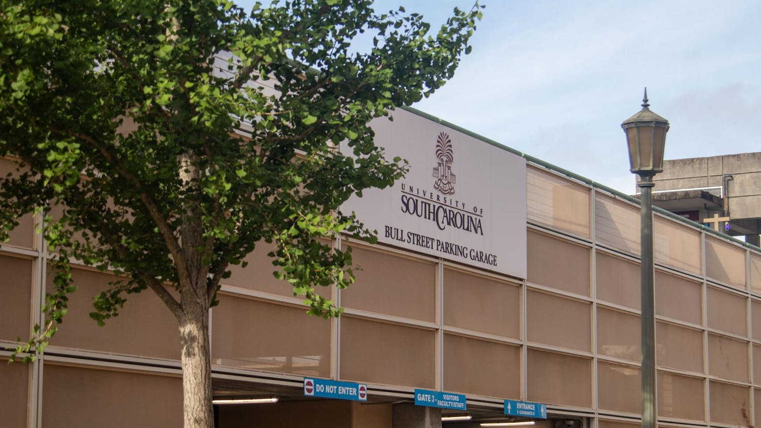 The front sign of the Bull Street parking garage is seen on the University of South Carolina campus on July 8, 2024. The University of South Carolina’s Parking and Transportation Services began selling parking permits with increased pricing and fees this academic year for the first time since 2016-17.