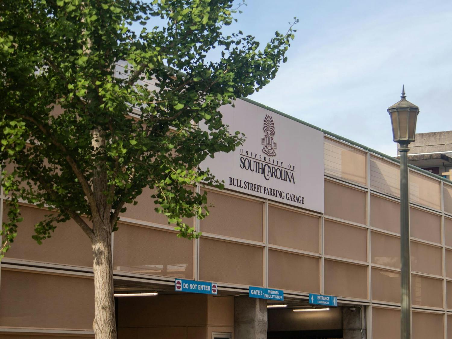 The front sign of the Bull Street parking garage is seen on the University of South Carolina campus on July 8, 2024. The University of South Carolina’s Parking and Transportation Services began selling parking permits with increased pricing and fees this academic year for the first time since 2016-17.