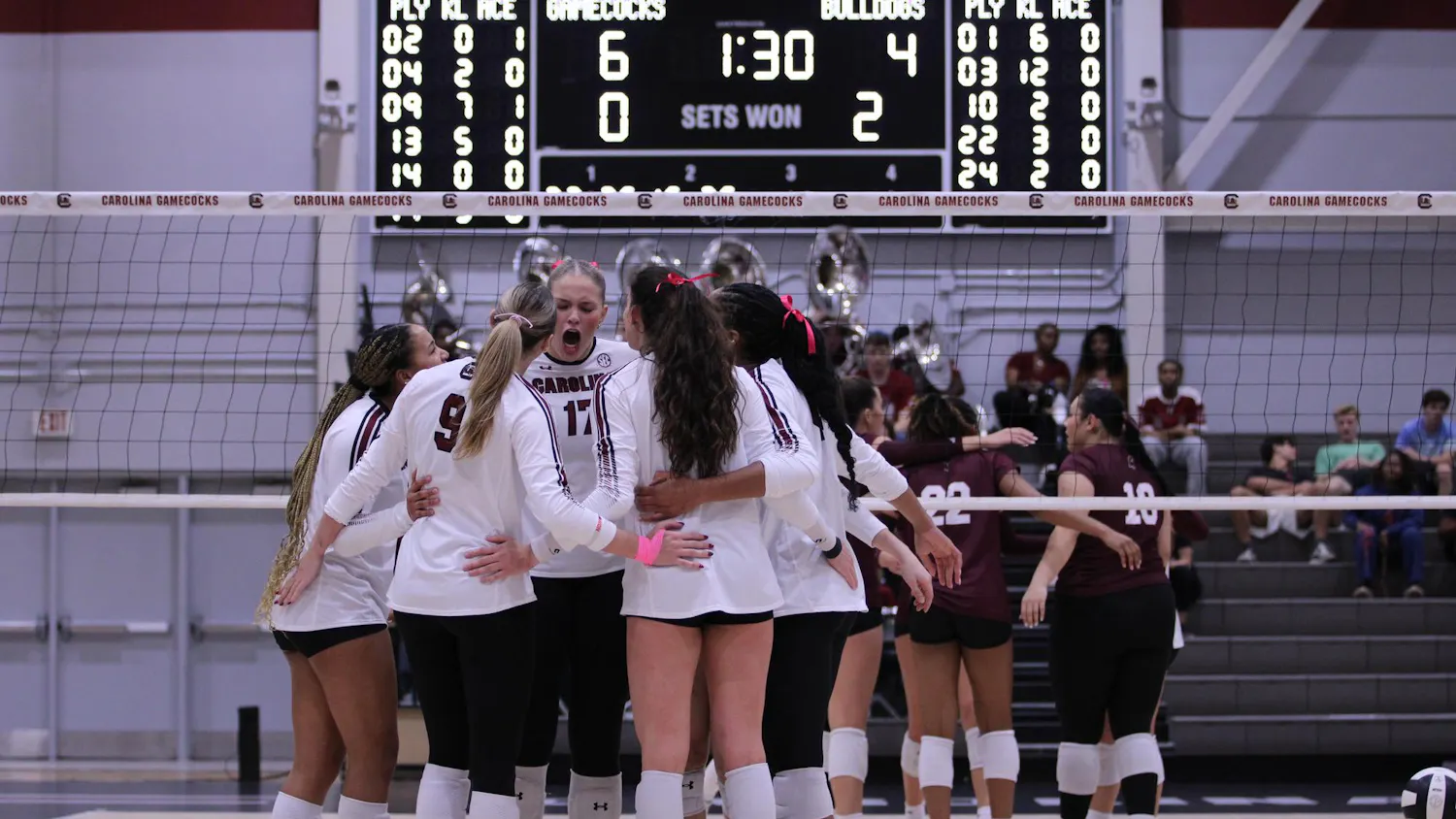 The South Carolina Gamecocks lost to the Mississippi State Bulldogs 3-0 on Oct. 17 at their breast cancer awareness Pink Out game. The game soon picked up with back-and-forth rallying, with the momentum in favor of the Bulldogs. South Carolina called a timeout in an attempt to regain their rhythm, but Mississippi State made it difficult for them to control the off-block. The Bulldogs continued to control the game and ended up taking home the win. 