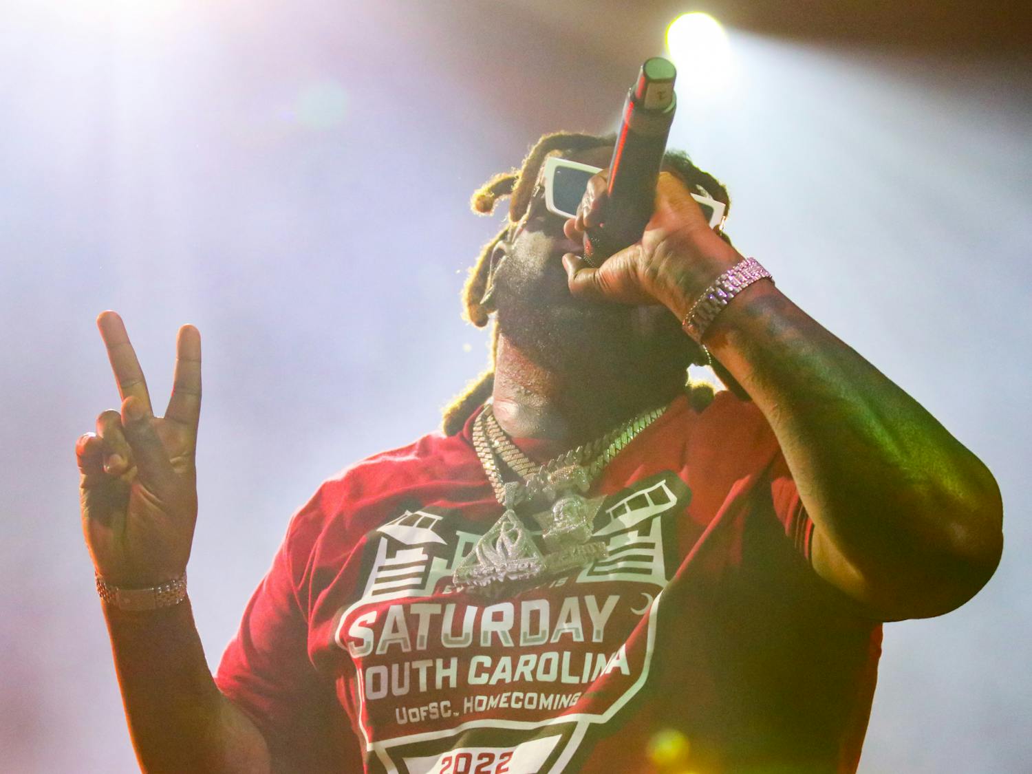 T-Pain performing at Cockstock on Oct. 21, 2022. He performed hits like “Bartender” to the sold out crowd at Colonial Life Arena.