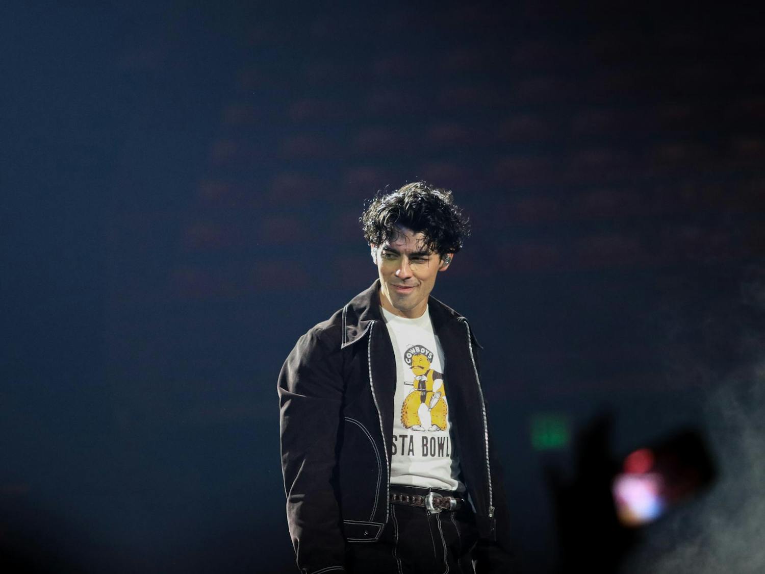 Joe Jonas smiles during the Jonas Brothers performance at Colonial Life Arena on Oct. 10, 2023. The Tour currently has shows scheduled in the U.S., Europe and Australia.