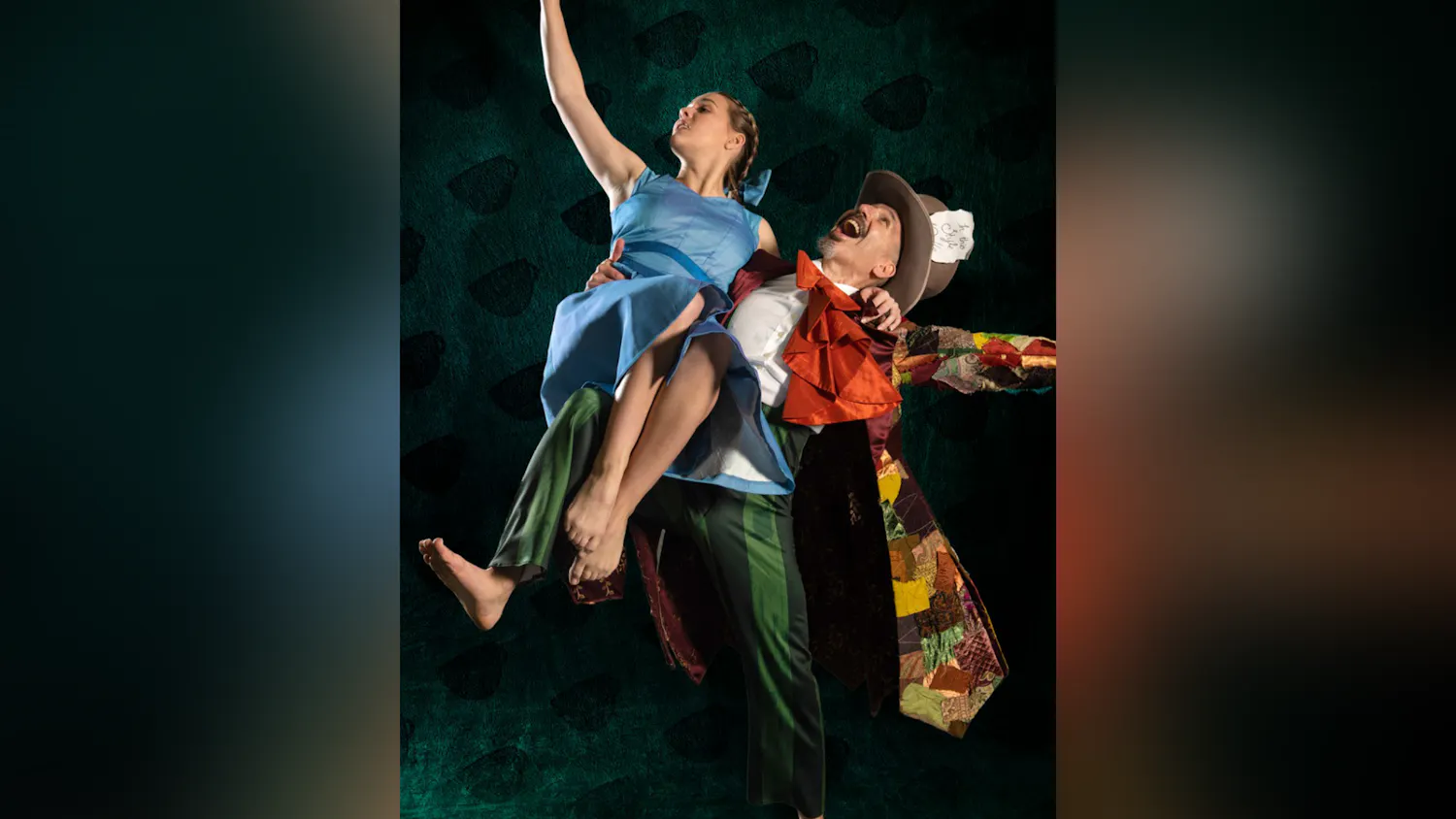 Shown: Assistant Professor of Dance André Megerdichian as the Mad Hatter and second-year dance education student Bailey Brown as Alice in Wonderland. The dance theatre adaptation of the classic Alice in Wonderland will be shown at Drayton Hall Theatre from Feb. 9-11.