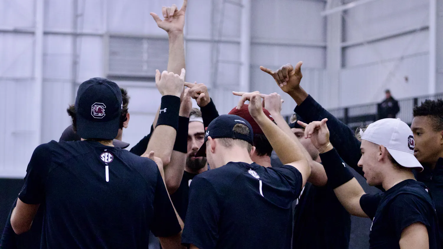 South Carolina men’s tennis prepares for its match against No. 18 UNC on Jan. 22, 2023. The Gamecocks defeated the Tar Heels 4-3.