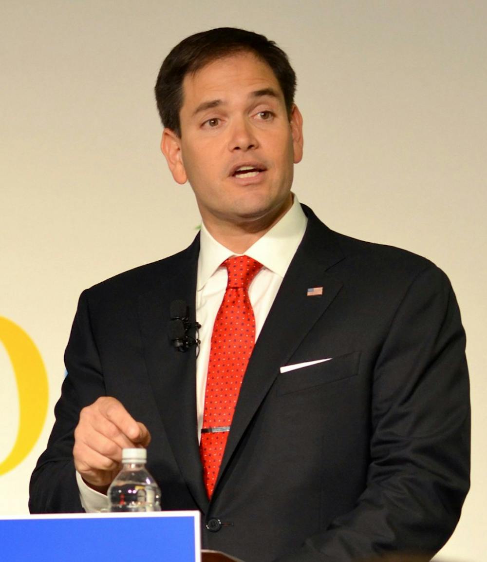 Sen. Marco Rubio of Florida, a potential 2016 Republican presidential candidate, lays out his economic agenda during a speech at the Washington offices of Google on Monday, March 10, 2014. The event was hosted by the Jack Kemp Foundation. (Chris Adams/MCT)