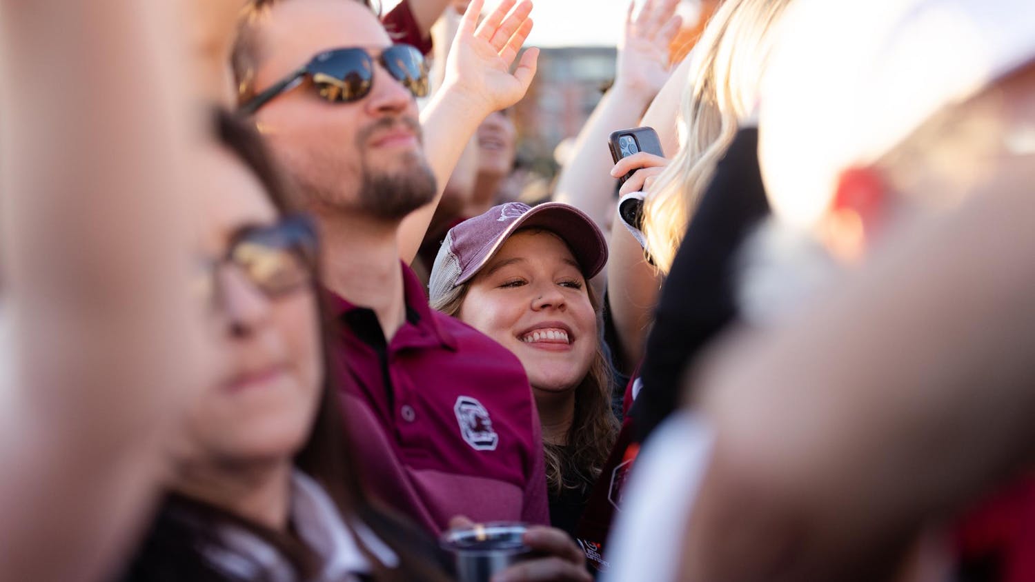 A fan smiles while listening to Darude perform on Nov. 18, 2023. Darude went on to DJ during the Gamecocks' game against Kentucky.