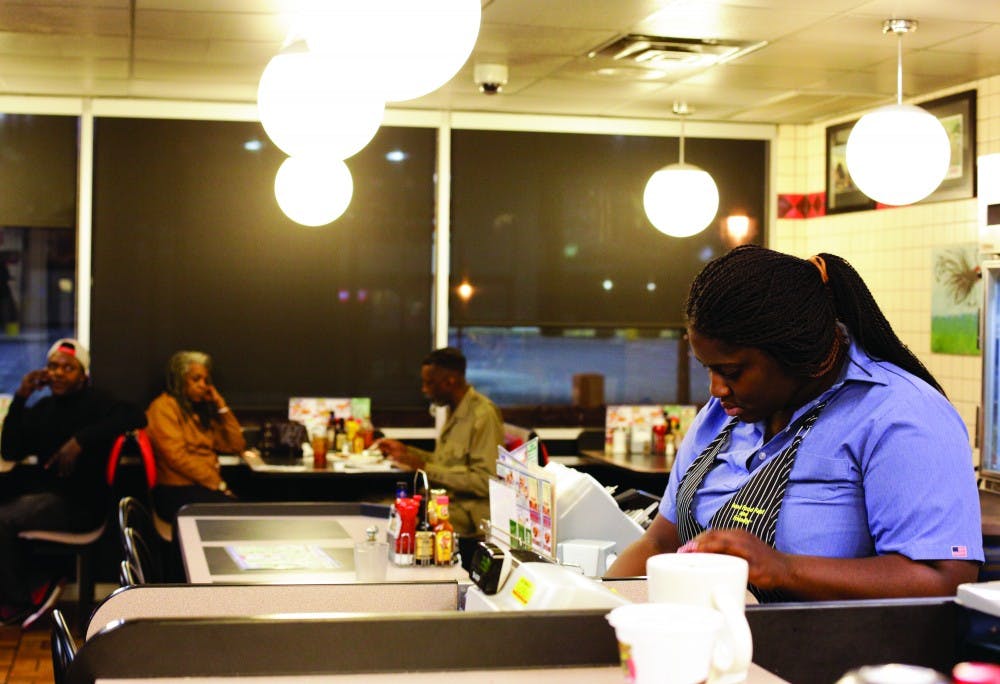 	Kadijah Clemons works as a server at Waffle House on Harden Street.