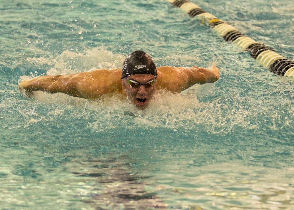 Freshman swimmer Michael Laitarovsky flies across the water. Laitarovsky joined the swim team in August following his participation in the 2020 Toyko Olympics.