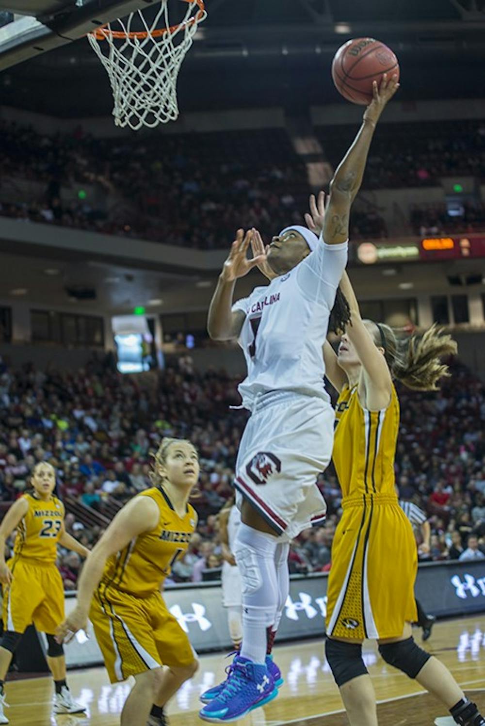 <p>South Carolina will face either Missouri or Auburn in its first SEC Tournament game Friday.</p>