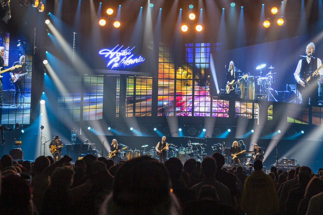 Colonial Life Arena was filled to almost maximum capacity for the Eagles concert on March 30, 2023. This is one of many stops on the band's "Hotel California" 2023 Tour. The tour features it's complete "Hotel California" album along with many of its most popular hits, including its cover of the Steve Young song "Seven Bridges Road," "Desperado" and "Tequila Sunrise." The band has gone through many member changes throughout the years, with drummer and vocalist Don Henley being the last remaining original member on tour. Joining Henley is guitarist Vince Gill, bassist Timothy B. Schmit, guitarist Joe Walsh and guitarist Stueart Smith. The Eagles' next show will be at Thompson-Boling Arena in Knoxville, Tennessee, on April 1, 2023.