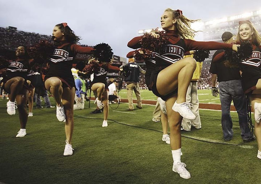 South Carolina cheerleaders at work in the second quarter against Navy at Williams-Brice Stadium in Columbia, South Carolina, on Saturday, September 17, 2011. South Carolina won, 24-21. (C. Aluka Berry/The State/MCT)