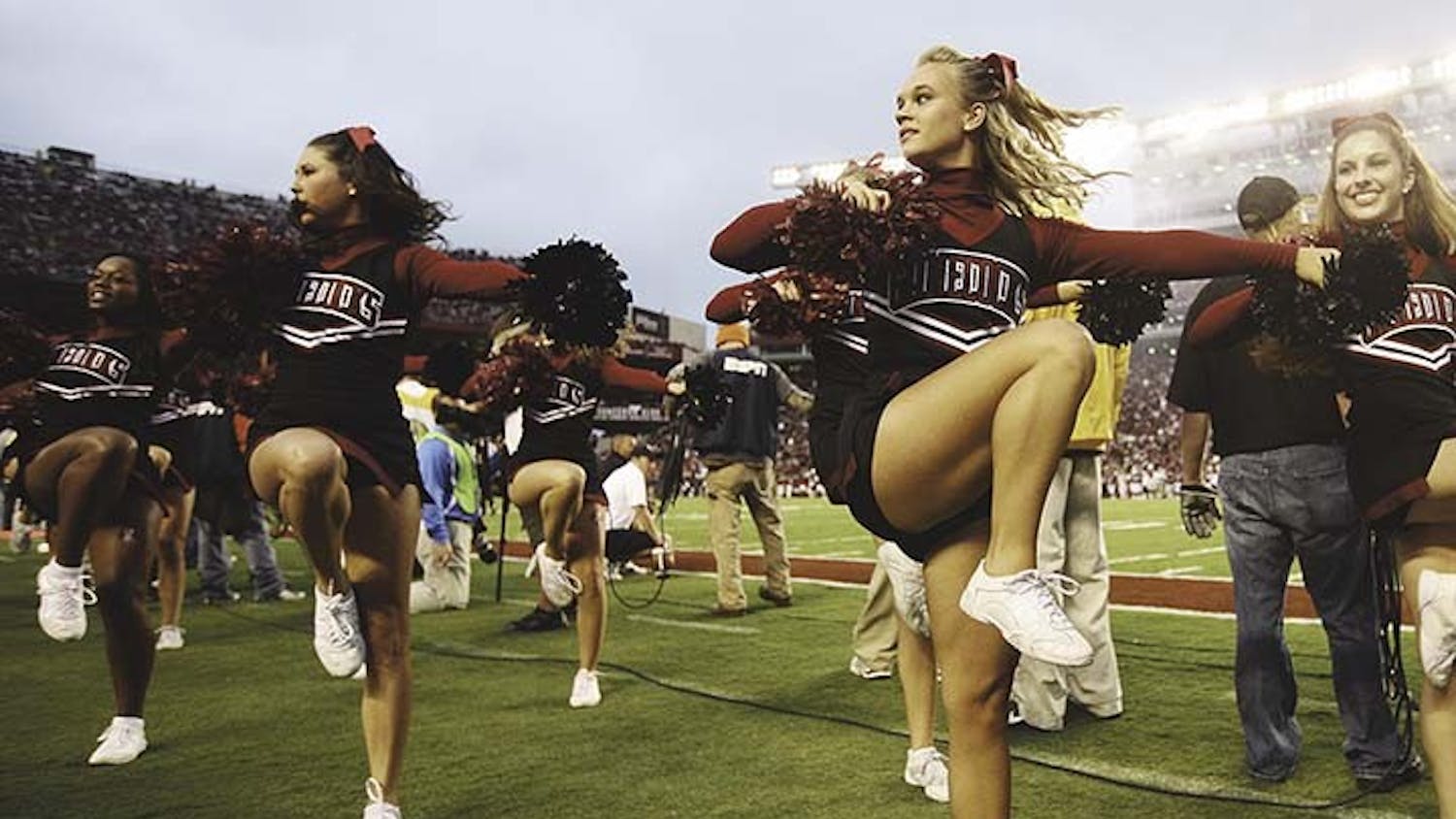 South Carolina cheerleaders at work in the second quarter against Navy at Williams-Brice Stadium in Columbia, South Carolina, on Saturday, September 17, 2011. South Carolina won, 24-21. (C. Aluka Berry/The State/MCT)