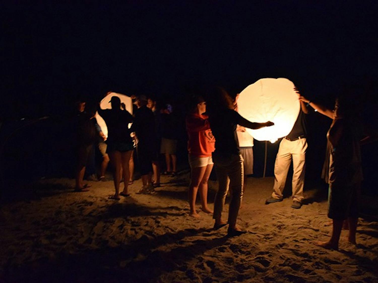 Chinese lanterns symbolizing the past year on the beach of Captiva Island, Florida.