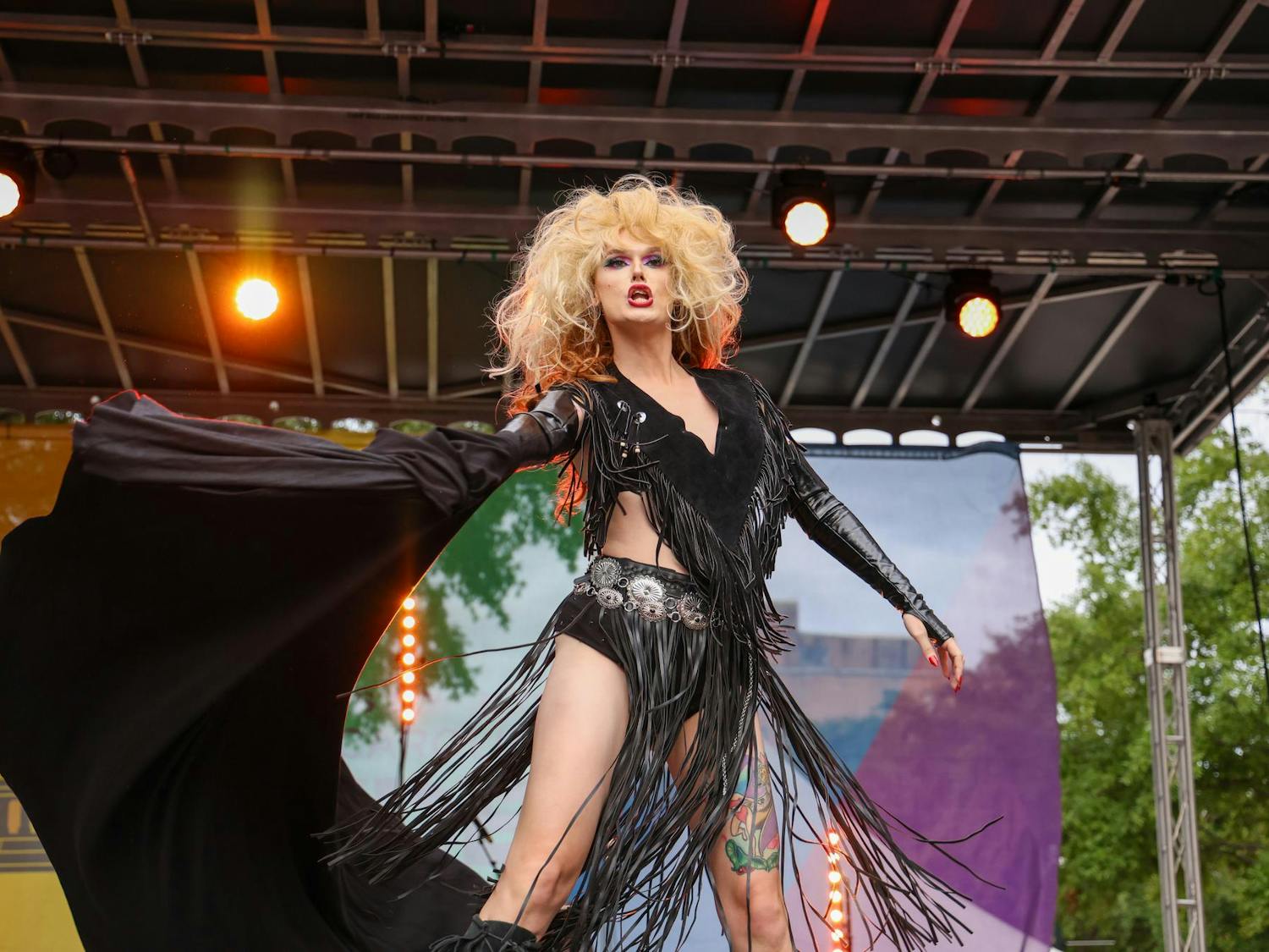 Columbia drag queen Koko Dove performs on the Smirnoff Main Stage at the Famously Hot SC Pride Festival on Oct. 4, 2025. Dove is a previous winner of Outfest and was named Miss Trans South Carolina.