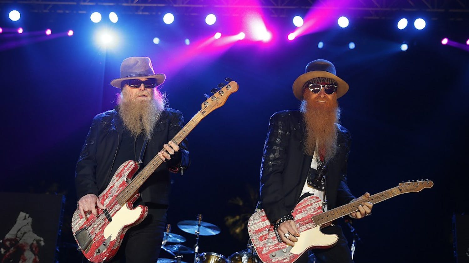ZZ Top bassist Dusty Hill, left, and guitarist Billy Gibbons perform on the Palomino Stage during day two of the Stagecoach Country Music Festival on Saturday, April 25, 2015, at the Empire Polo Club in Indio, Calif. (Allen J. Schaben/Los Angeles Times/TNS)