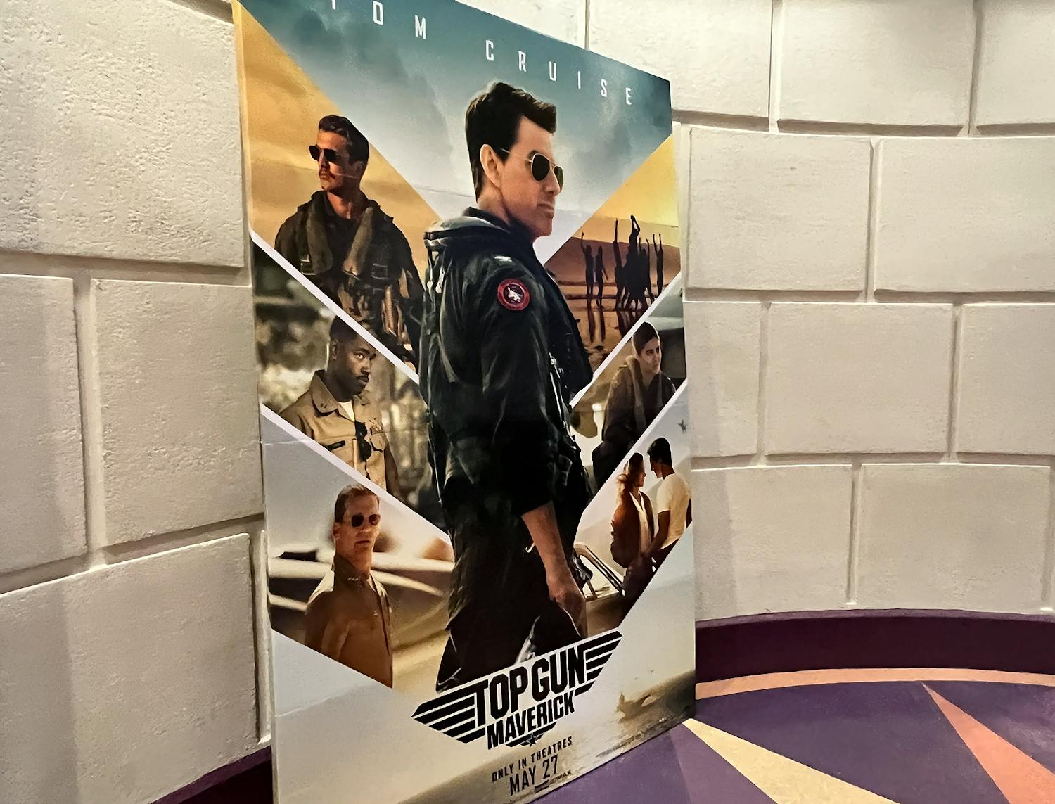 A promotional stand for "Top Gun: Maverick," released in movie theaters on May 27, 2022.