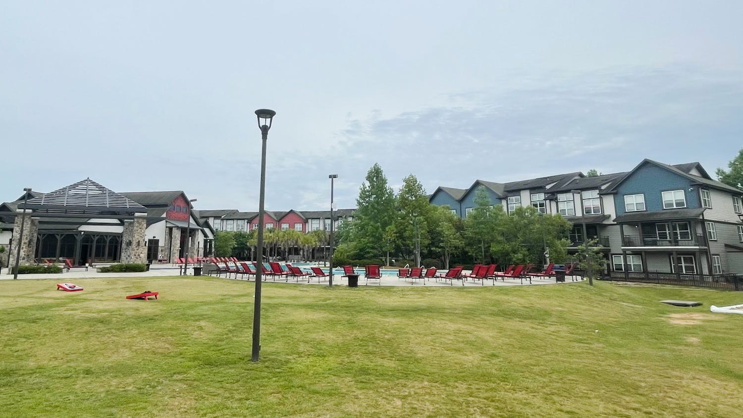 A photo of Redpoint's pool on June 14, 2022. Leading up to the shooting at Redpoint, many people were gathered at the pool, playing loud music.