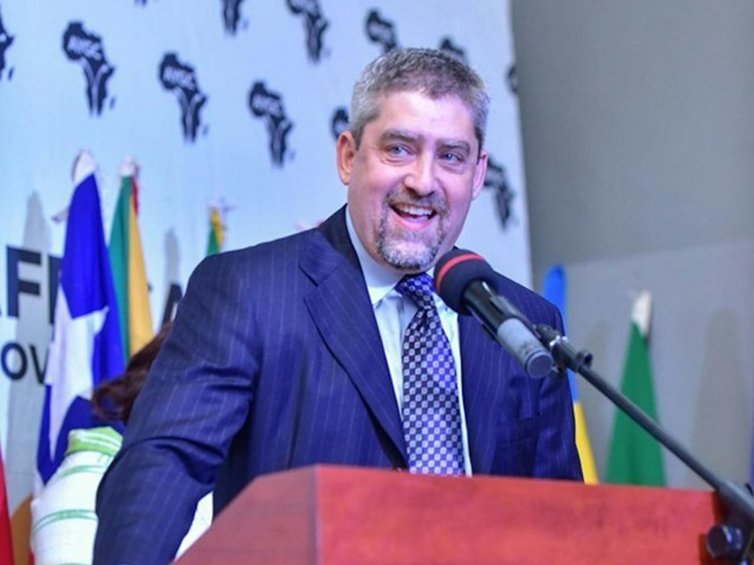 Joel Samuels delivers the keynote address at the African Youth and Governance Convergence (2019) in Accra, Ghana.