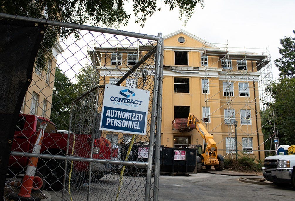 LeConte College, the center of the Mathematics and Statistics Department that is in the midst of a $20 million renovation that is projected to end in 2022. Renovation plans include installing a HVAC system, a new sprinkler system, replacing plumbing, replacing the electrical system and making the building more structurally sound and accessible.&nbsp;