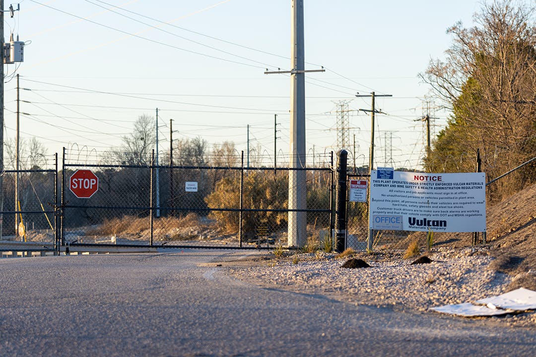 Vulcan Materials Company Columbia Quarry second entrance located off Rosewood Drive.