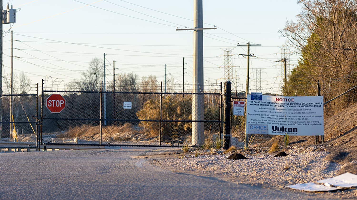 Vulcan Materials Company Columbia Quarry second entrance located off Rosewood Drive.