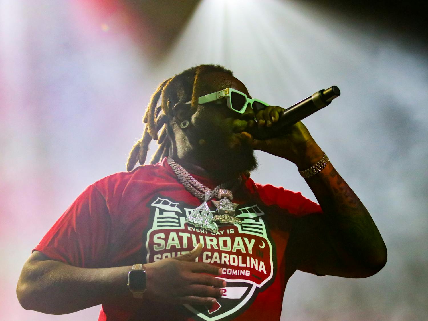 T-Pain performing at Cockstock on Oct. 21, 2022. He performed hits like “Bartender” to the sold out crowd at Colonial Life Arena.