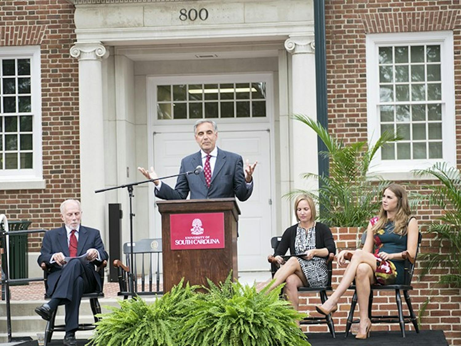 The official dedication ceremony for the School of Journalism and Mass Communications at U of SC. Darius Rucker and Mark Ryan held a free concert on the Horseshoe as part of the dedication.