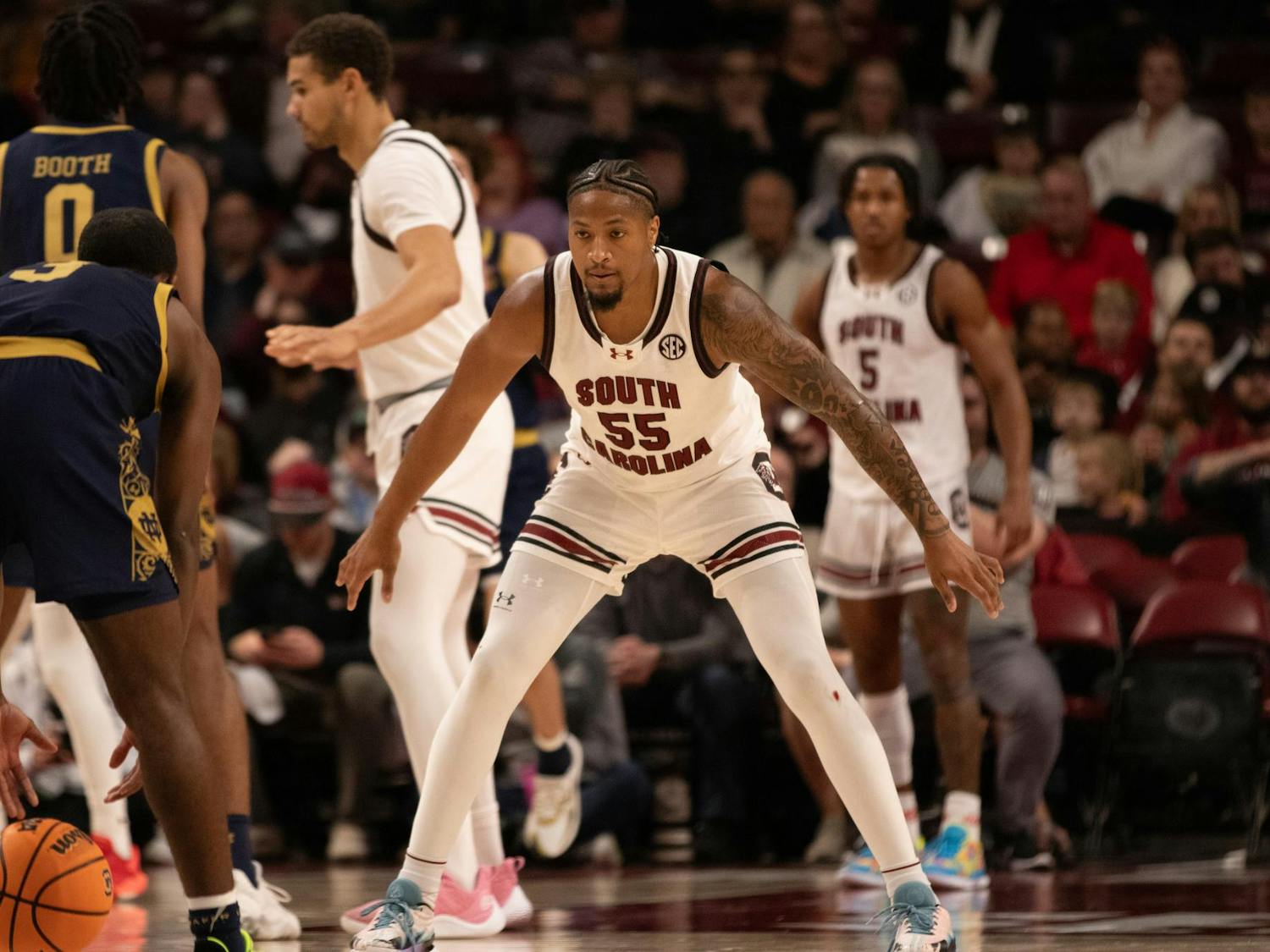 Gamecocks men's basketball continued its strong start Monday night with a 65-53 win against Notre Dame. For the first time since the 2016-17 season, South Carolina is undefeated through six games. Junior guard Meechie Johnson was the star of the game, scoring a career-high 29 points and carrying the Gamecocks to victory.