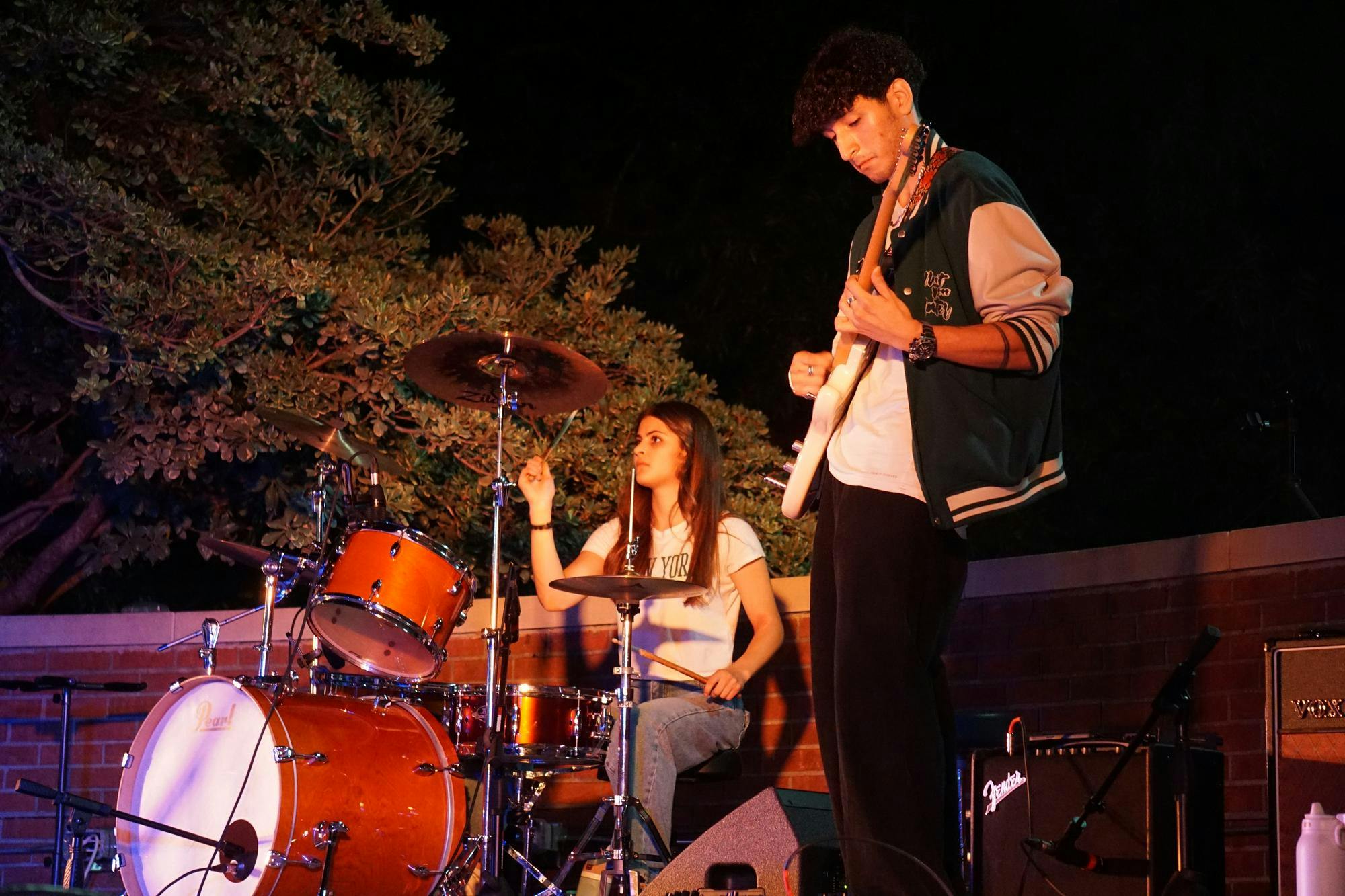 A band plays live on the Russell Patio for Bustle at the Russell on Oct. 16, 2025. Students were able to scan their CarolinaCards to enjoy multiple activities in the Russell House at the event.