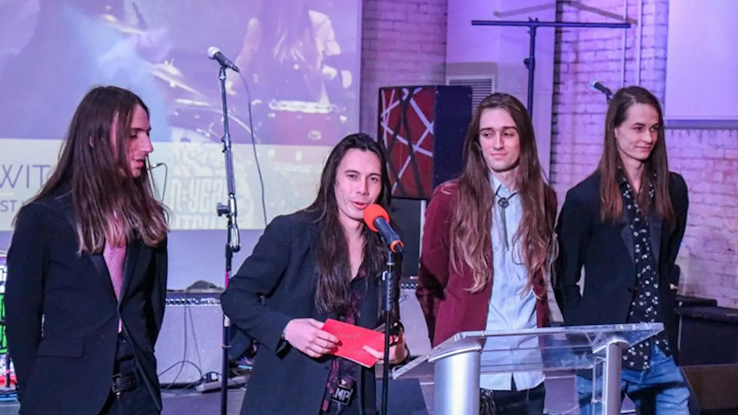 Seven Year Witch gives an acceptance speech after winning Best Live Act in the 2020 Upstate Music Awards.