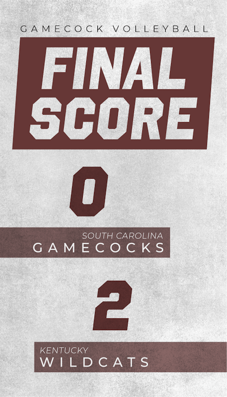 A graphic of the final score between South Carolina and Kentucky reads, "South Carolina Gamecocks, 0" and "Kentucky Wildcats, 2".